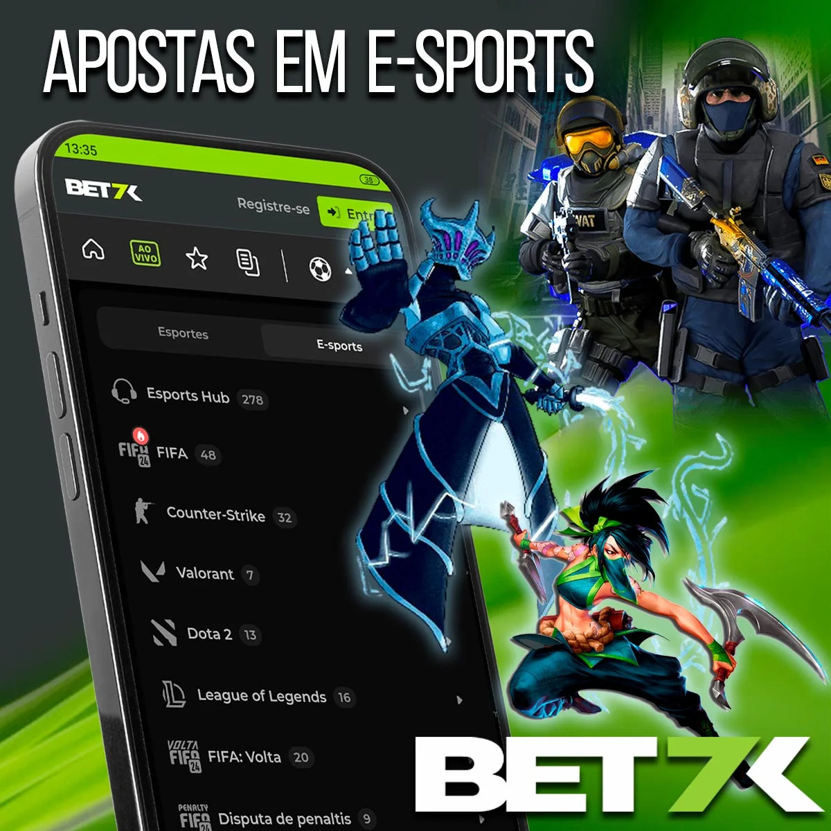 Apostas em eSports na casa de apostas Bet7k no Brasil