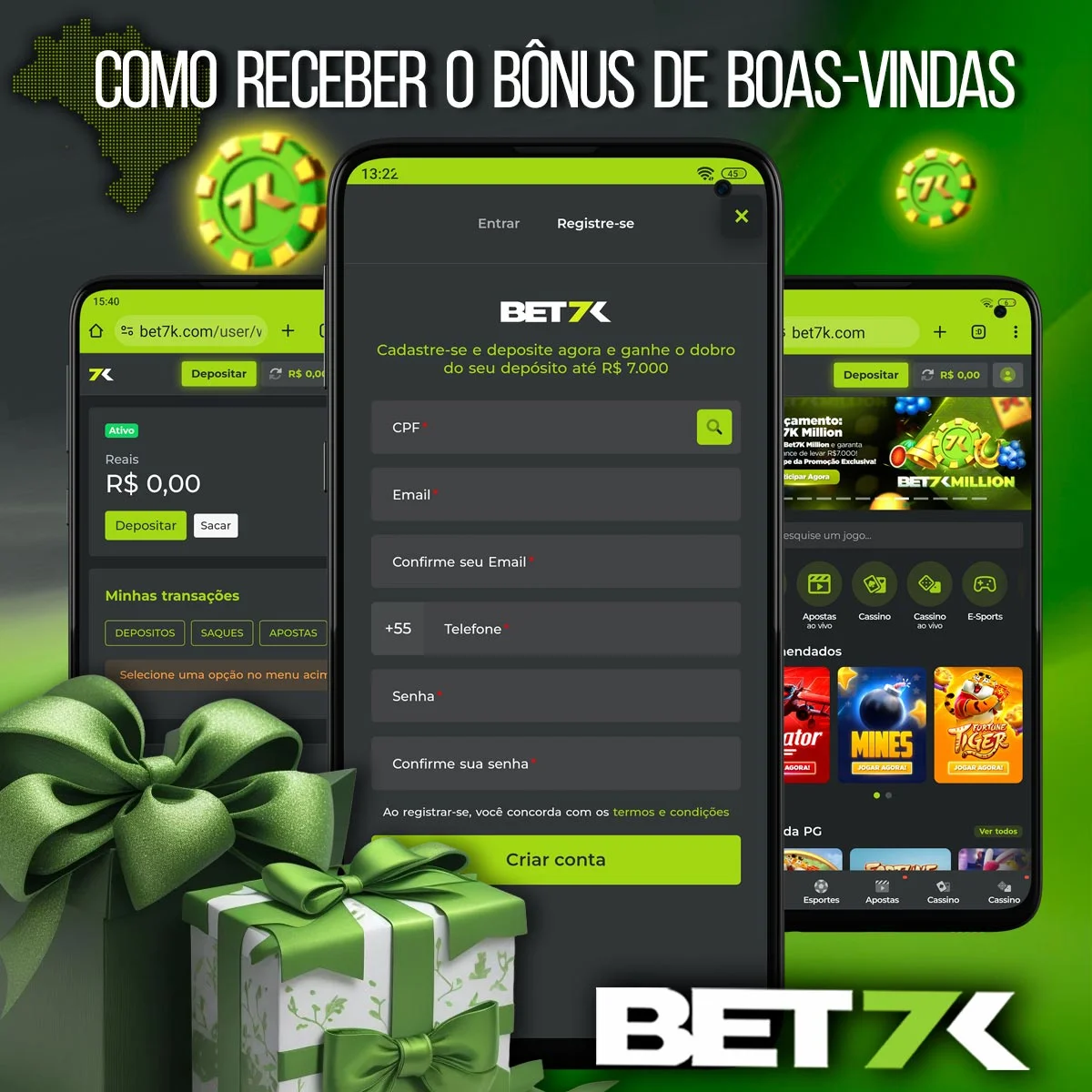 Como ganhar o bônus de boas-vindas do Bet7k